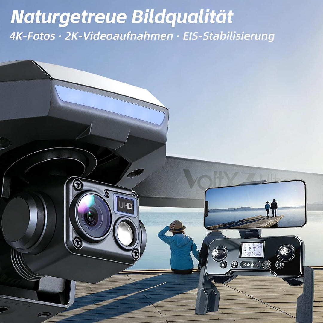3‑Achsen‑Gimbal GPS Drohne mit Kamera 4K, 90 Min Flugzeit (3 Akkus), 1000 m Steuerungsreichweite, Au