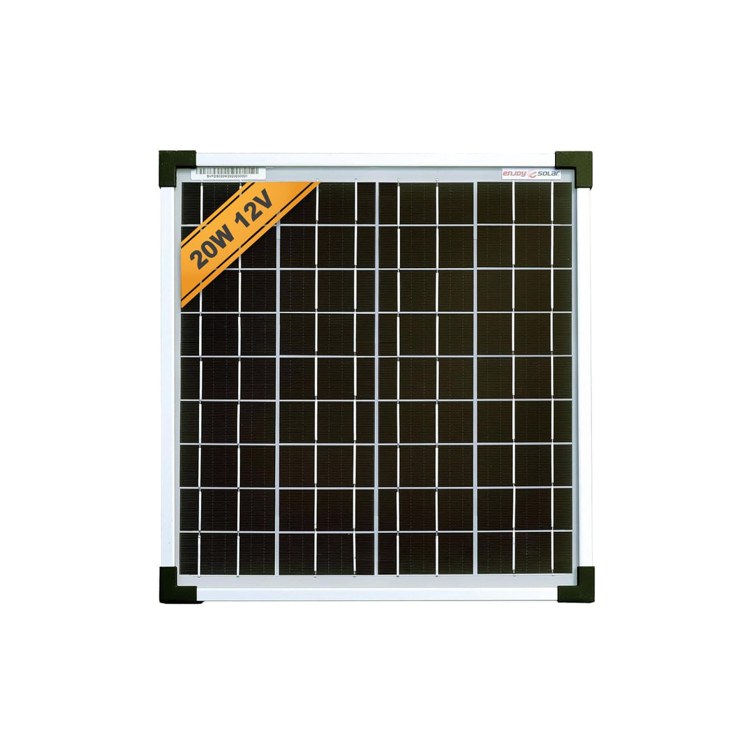 enjoy solar Mono 20W 12V Monokristallines Solarpanel Solarmodul Photovoltaikmodul ideal für Wohnmobi
