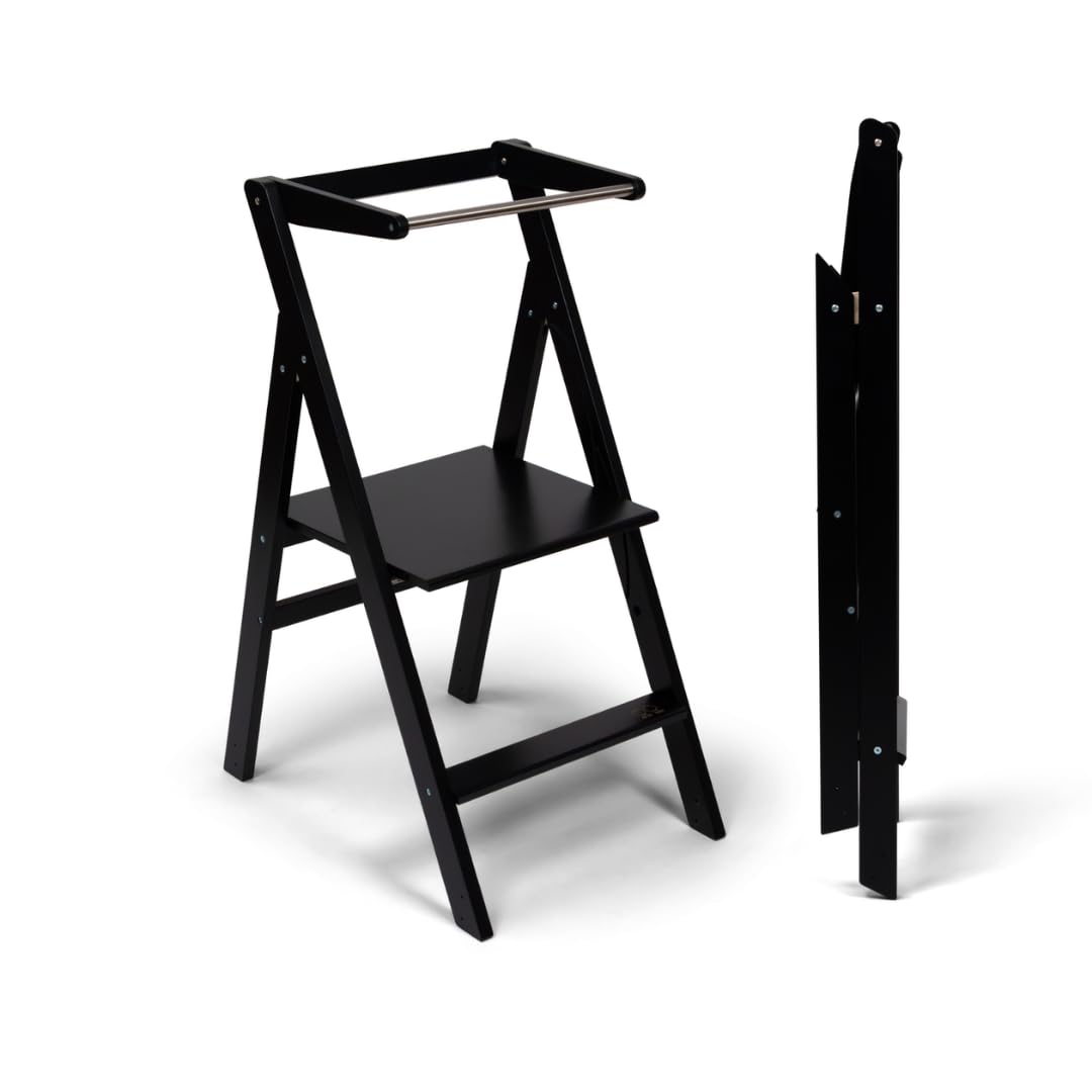 Ette Tete Faltbarer Lernturm mit Verstellbarer Höhe STEP'n'FOLD (Schwarz), Schwarz