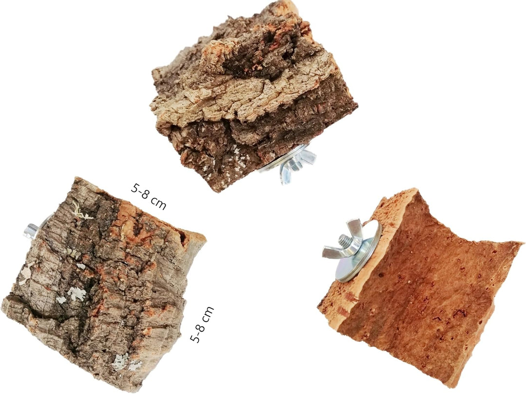 Mineralsteinersatz, 3er Set Kork-Pickstein, perfekte Alternative zur Sepiaschale, Wellensittich und