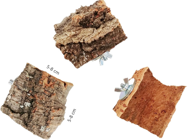 Mineralsteinersatz, 3er Set Kork-Pickstein, perfekte Alternative zur Sepiaschale, Wellensittich und