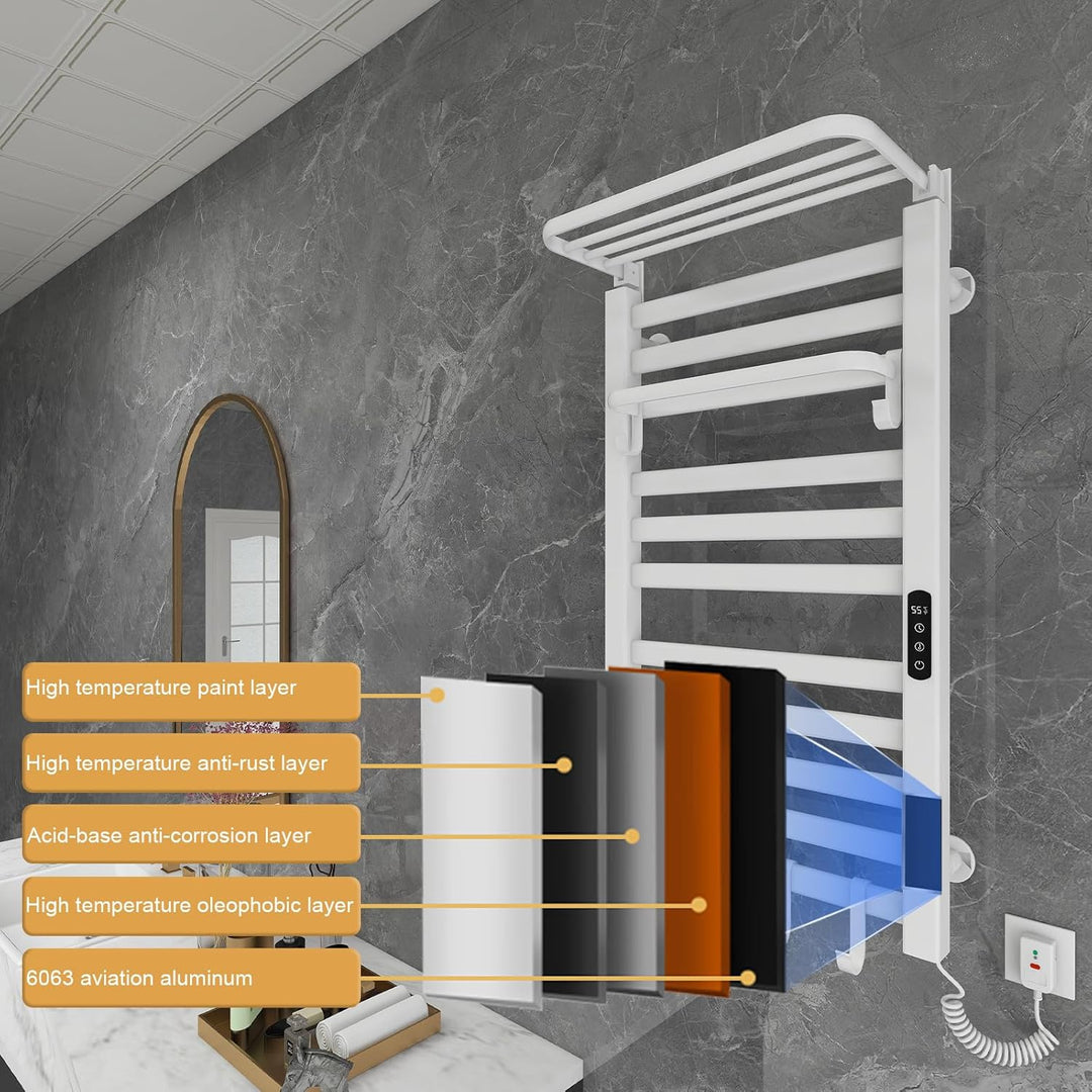 Elektrischer Handtuchhalter, WiFi Smart Thermostat Schwarz Handtuchwärmer, für Alexa und Google Home