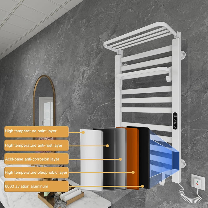 Elektrischer Handtuchhalter, WiFi Smart Thermostat Schwarz Handtuchwärmer, für Alexa und Google Home