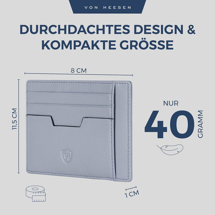 VON HEESEN® Echtleder RFID Kartenetui aus Nappa-Leder - 9 Fächer - Querformat Kreditkartenetui für D
