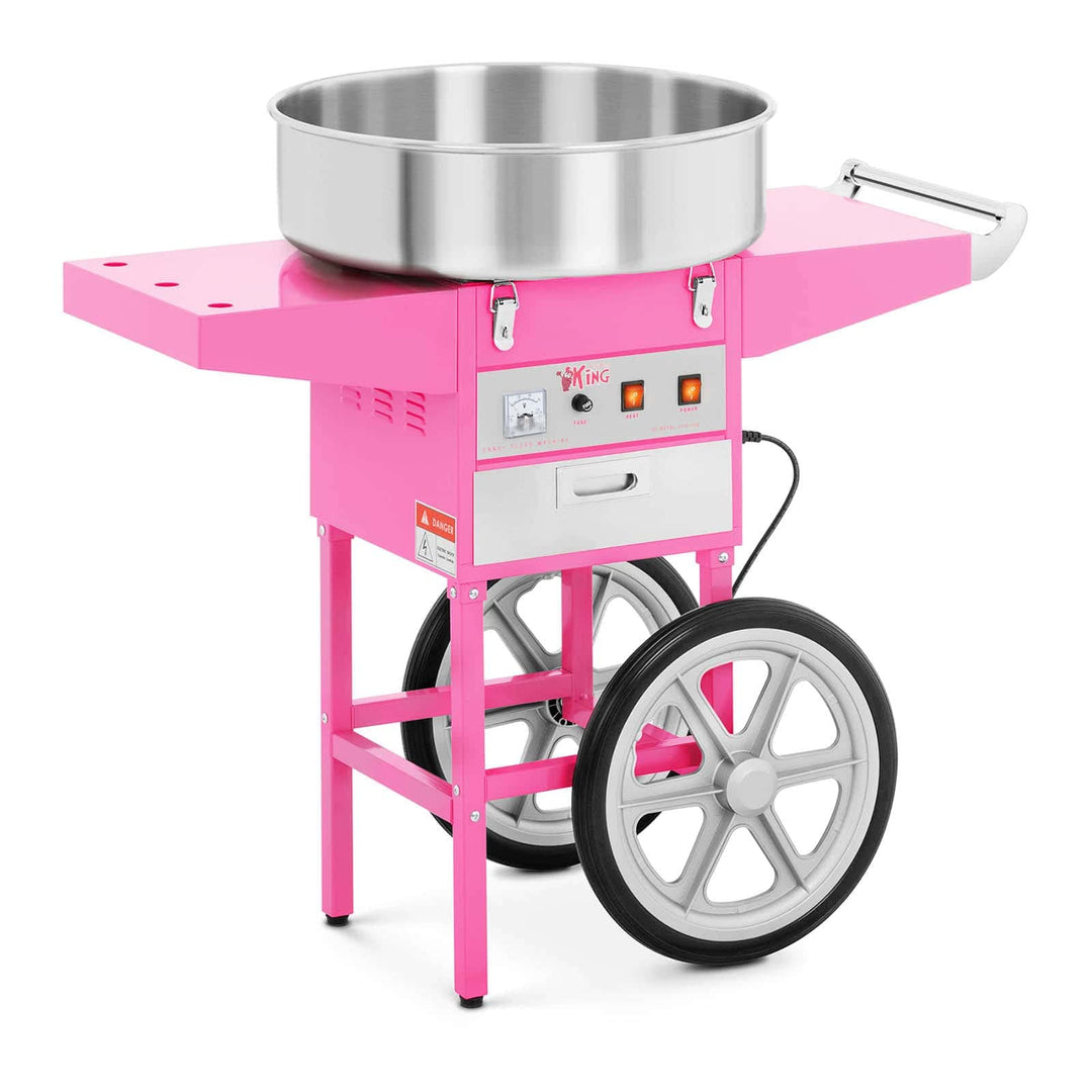 Royal Catering RCZC-1200-W Zuckerwattemaschine mit Wagen Cotton Candy Machine (Ø 52 cm, 1.200 W, 1 E