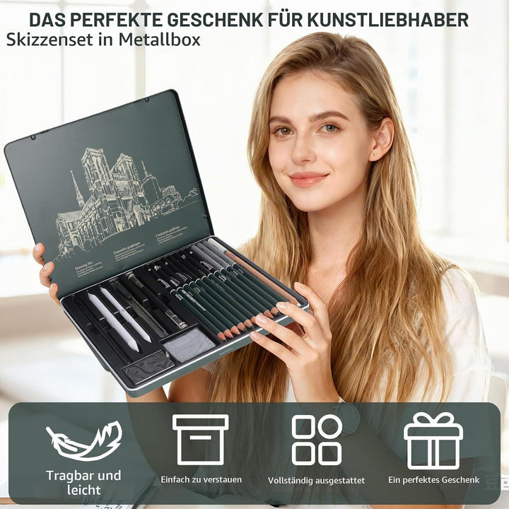 19 Stück Skizzen Zeichen Bleistift Set, Ideal zum Schattieren für Zeichnen Skizzieren Anfänger und K