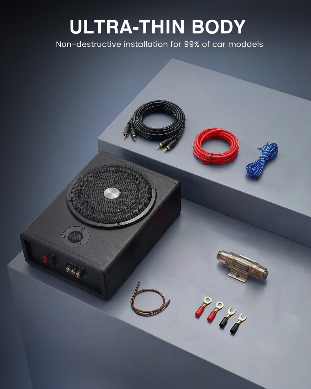 Auto Untersitz Subwoofer Aktiv 1500W, Ultraflach, Hochleistung