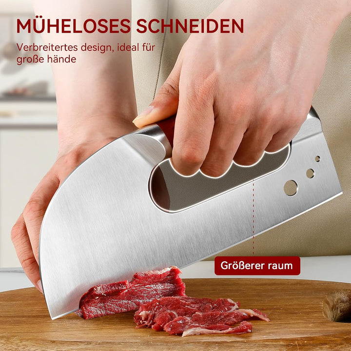 Plys Küchenmesser Scharfe Fleischmesser: 21CM Profi Kochmesser mit Rutschfestem Griff und Kräutersch