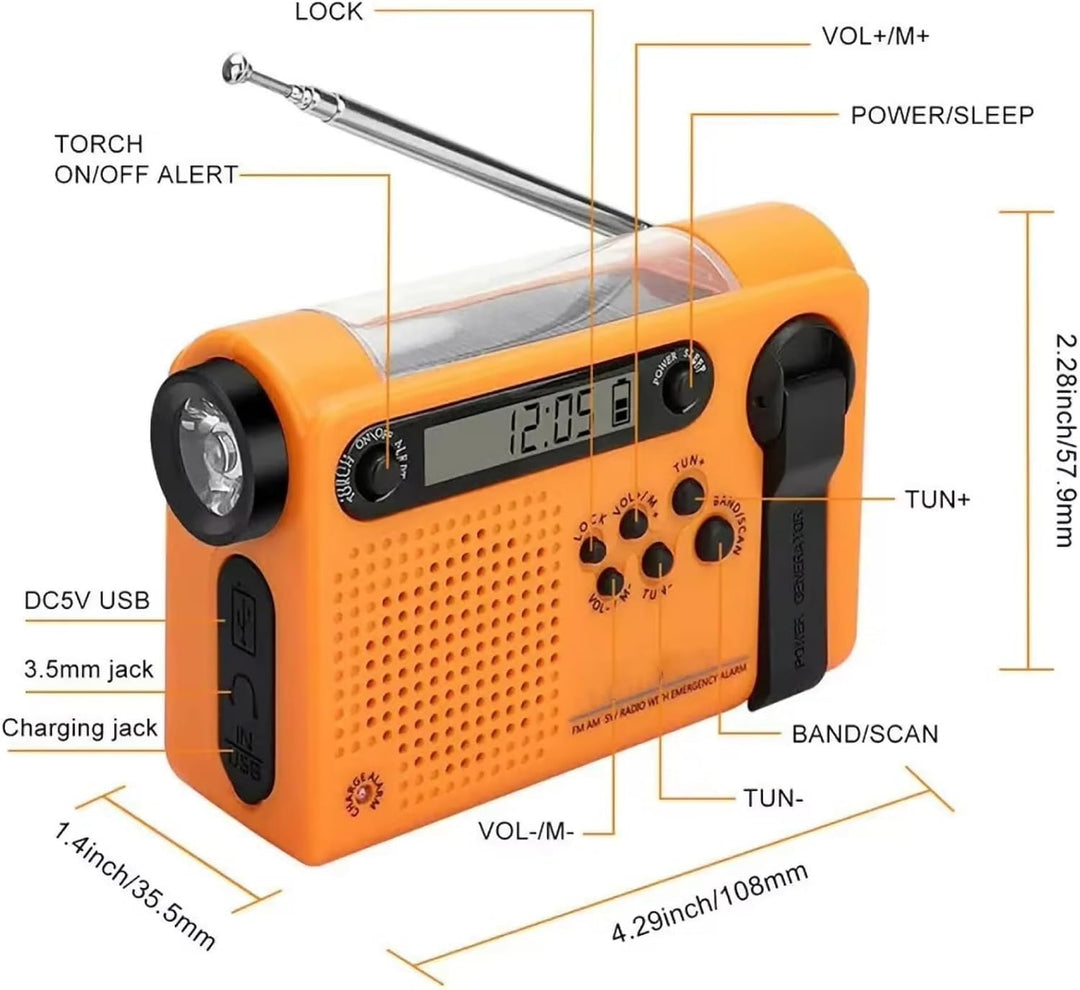Notfallradio, FM AM SW Vollbandradio mit Solarladung für Den Aussenbereich, Tragbares Wiederaufladba