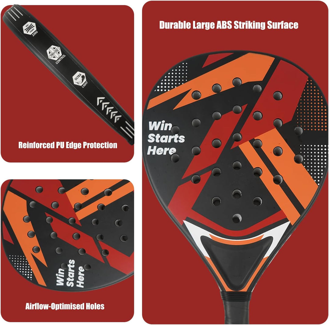 Padel Schläger Set - 2X Racket + 2X Bälle + Tasche, Padelschläger für Anfänger, Damen, Padel Racket
