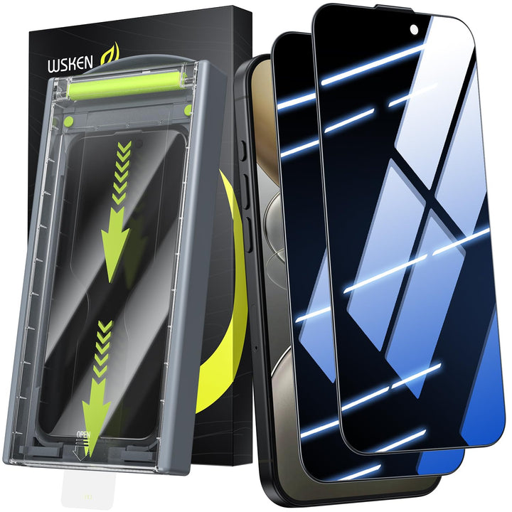 WSKEN für iPhone 16 Pro Max für Panzerglas Sichtschutz - [24°Anti Spy][Auto Dust-Elimination] 9H Här