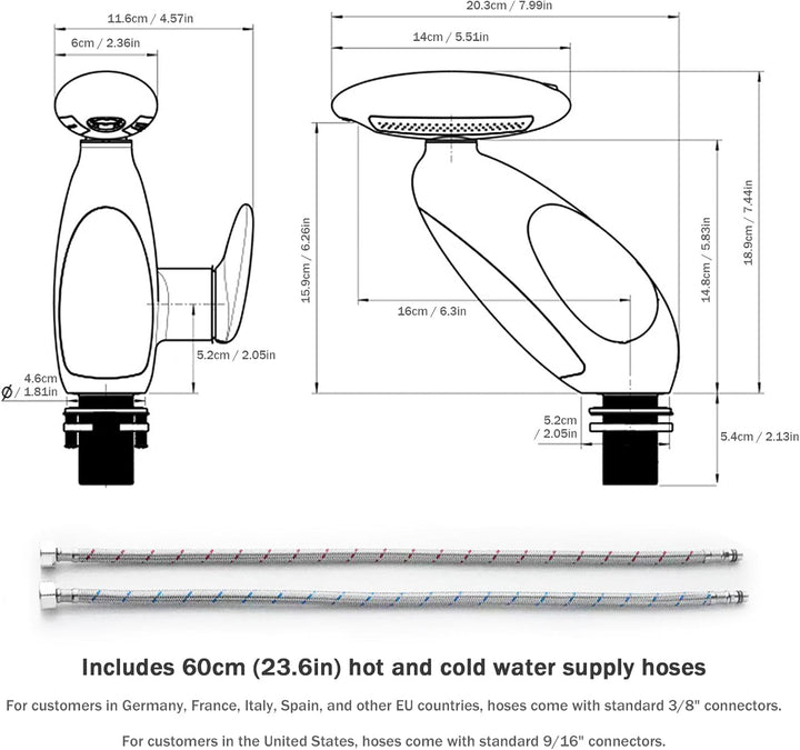 Wasserhahn Bad Ausziehbar mit Mehrfarbige Beleuchtung, 4 Modus, 360° Drehbar Ausziehbar, Keramikkart