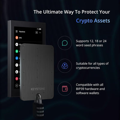 KEYSTONE Crypto Seed Speicher, Crypto Stahl Kapsel Metall Wallet, Cold Speicher Backup, 24 Wörter Bi