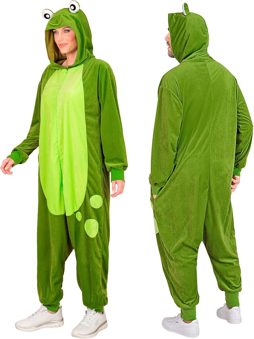 W WIDMANN MILANO Party Fashion - Tier Overall für Erwachsene, weicher Plüsch Jumpsuit mit Kapuze, Ti
