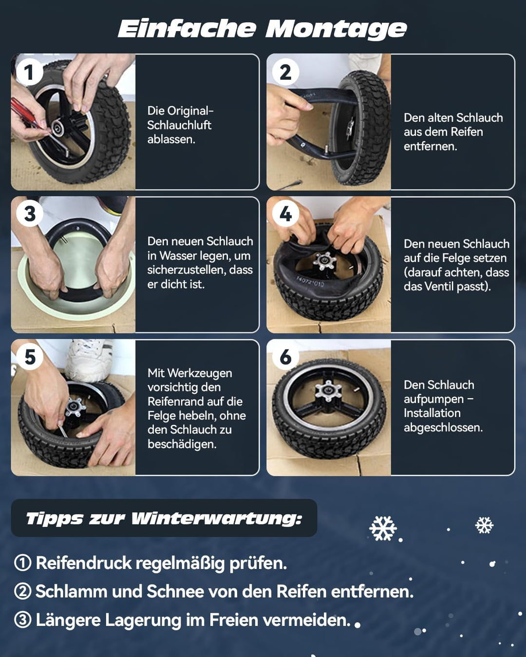 Satgoo 8,5 Zoll E Scooter Reifen 8 1/2 x 2 für Xiaomi Scooter, Super Grip Offroad Reifen und Verdick
