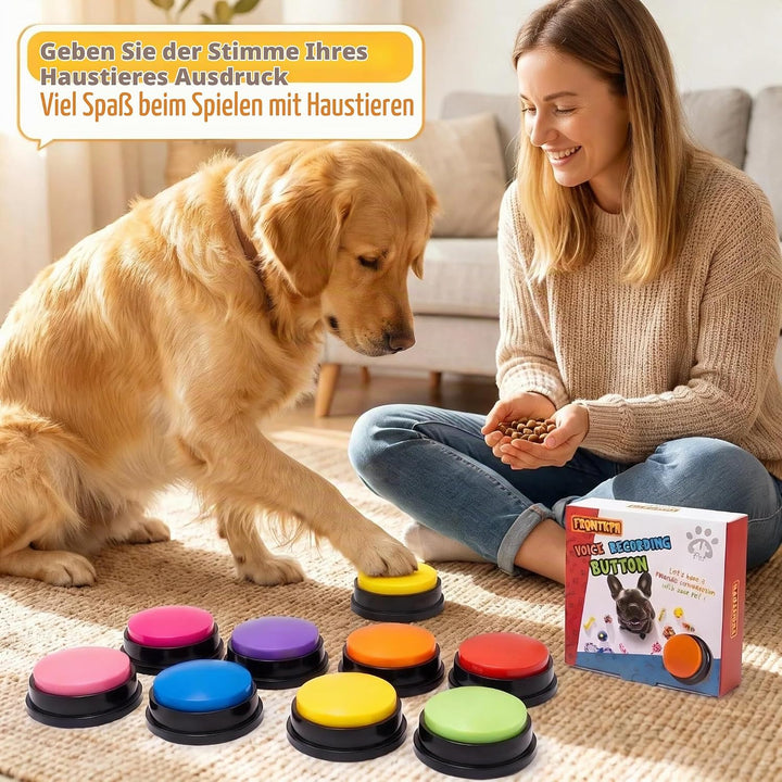 8 farbige Sprachaufnahme-Tasten, Hundetasten für Kommunikation, Haustier-Training, Summer, 30 Sekund