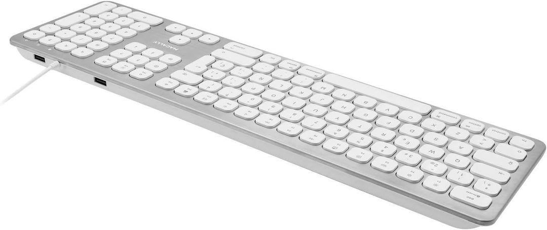 Macally WKEYHUBMB-ES, erweiterte Mac-Tastatur mit Ziffernblock, 2 USB Ports und spanischem Layout, U