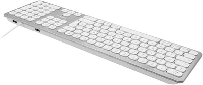 Macally WKEYHUBMB-ES, erweiterte Mac-Tastatur mit Ziffernblock, 2 USB Ports und spanischem Layout, U