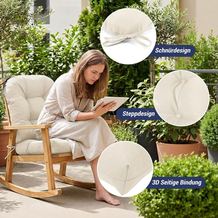 Dicke Outdoor Sitzkissen Stuhl 2 Stück Wasserdichtes (Cremeweiss) | Erwachsene Stuhlkissen 48*48 mit