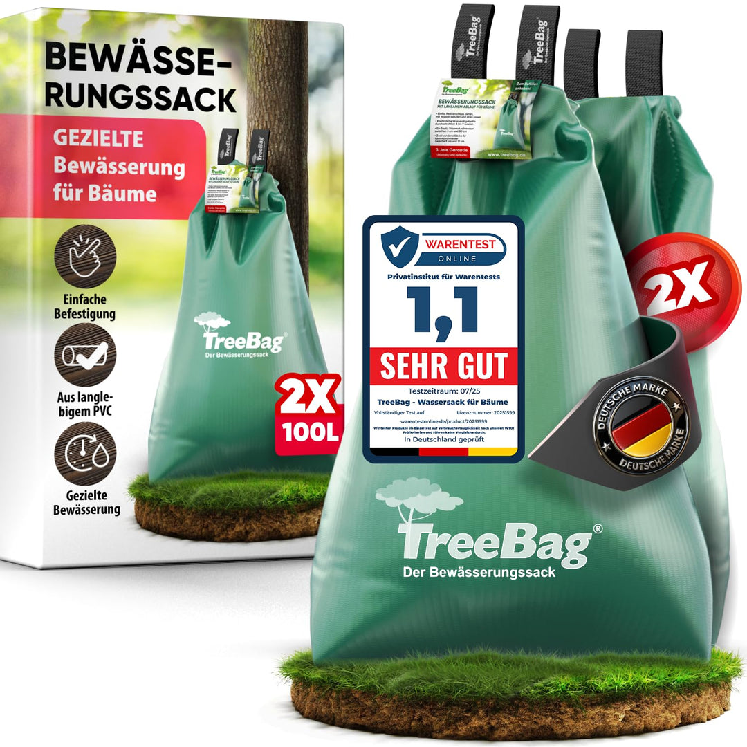 Wassersack für Bäume 2 x 100L – UV-stabiler Baumbewässerungssack aus PVC – Effektiver Bewässerungssa
