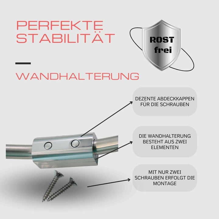 Ekershop Alu Ringstange Chrom Glänzend RUND Ø 80 cm Duschvorhangstange Winkelstange für Duschvorhang