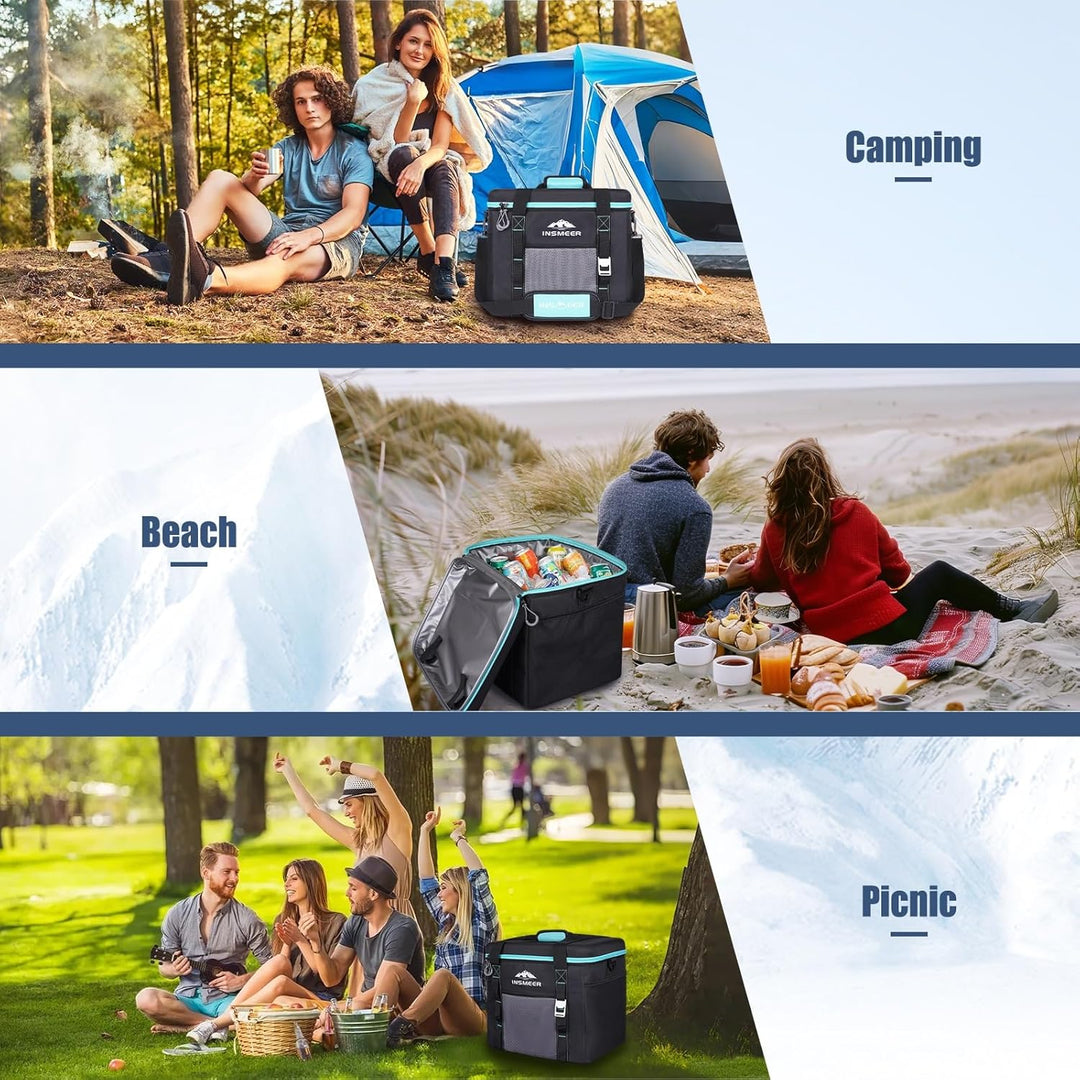 INSMEER Kühltasche Gross 40L, 60 Dosen Kühltasche Faltbar mit Hart Eva Dach, Wasserdicht Gross Kühlt