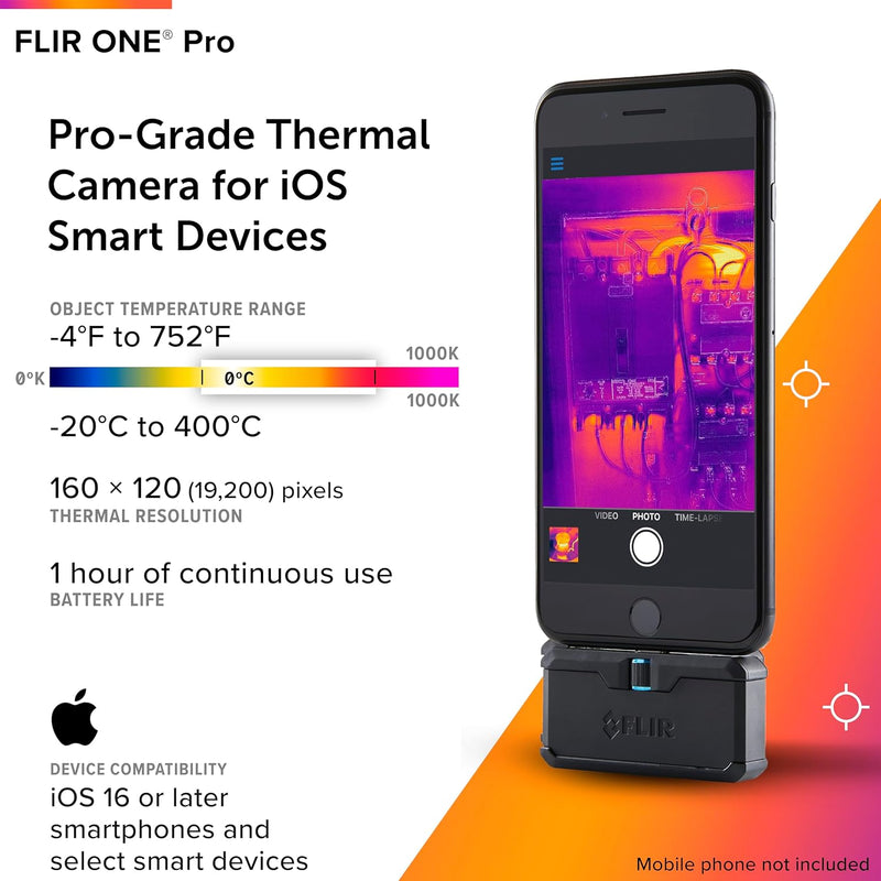 FLIR ONE Pro - iOS - Professional Grade Thermal Camera for Smartphones - with VividIR and MSX Image