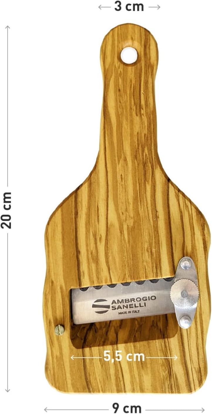 Sanelli Ambrogio 1741.000 Affettatartufi Feinhobel Olivenholz mit Wellenschliff, Holz, Braun, 23.0 x