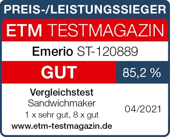 Emerio Doppel Sandwich Maker, BPA frei, klassische Form für dreieckiges Sandwich, leicht zu reinigen