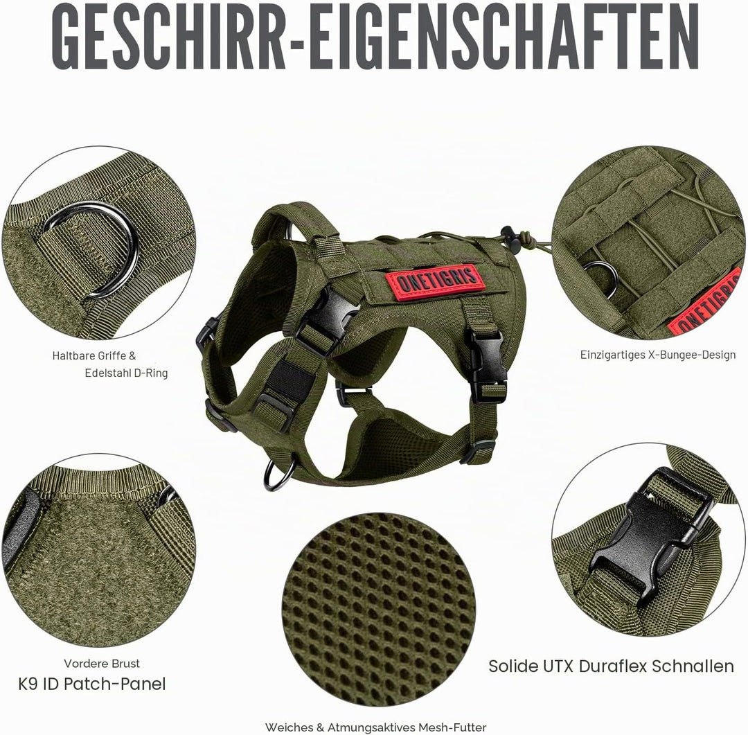 OneTigris Taktische Hundeweste Service Hundegeschirr MOLLE Hundeausbildung Geschirr 1000D Nylon (M,