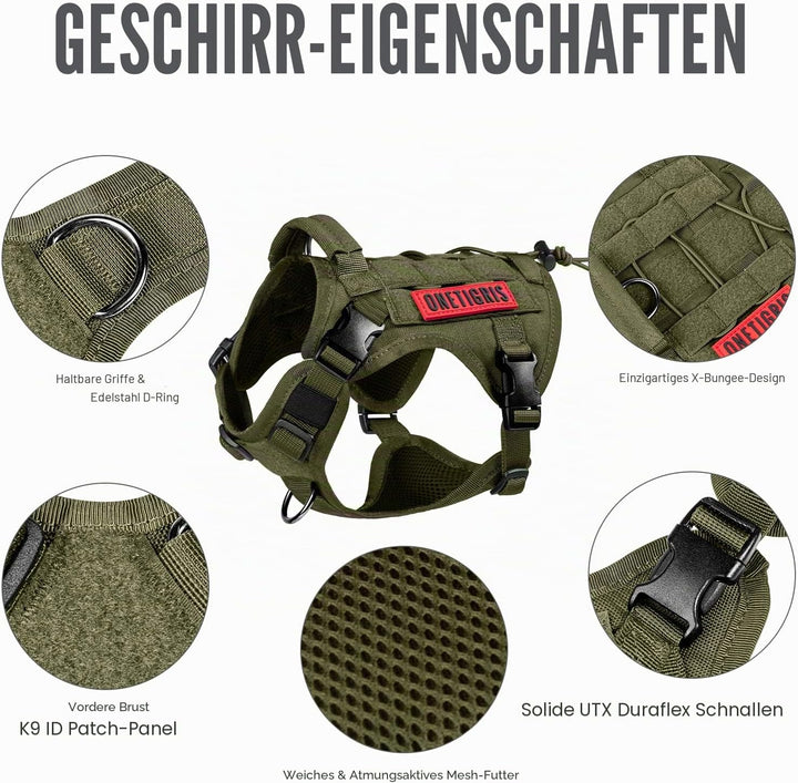 OneTigris Taktische Hundeweste Service Hundegeschirr MOLLE Hundeausbildung Geschirr 1000D Nylon (M,