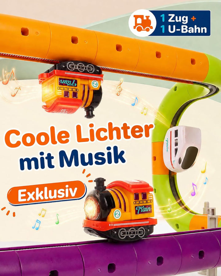 Gleamkid Eisenbahn Elektrisch Set, 73Pcs DIY Electric Train Set Einsteiger-Set (73 Pcs), Einsteiger-