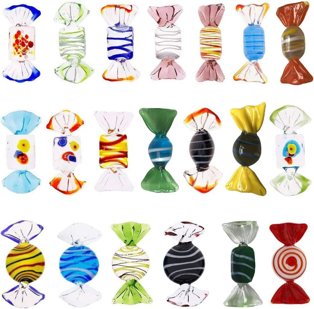 20 Stück handgefertigte Glasbonbons Dekor Vintage-Stil aus Muranoglas, für Zuhause, Party, Hochzeit,