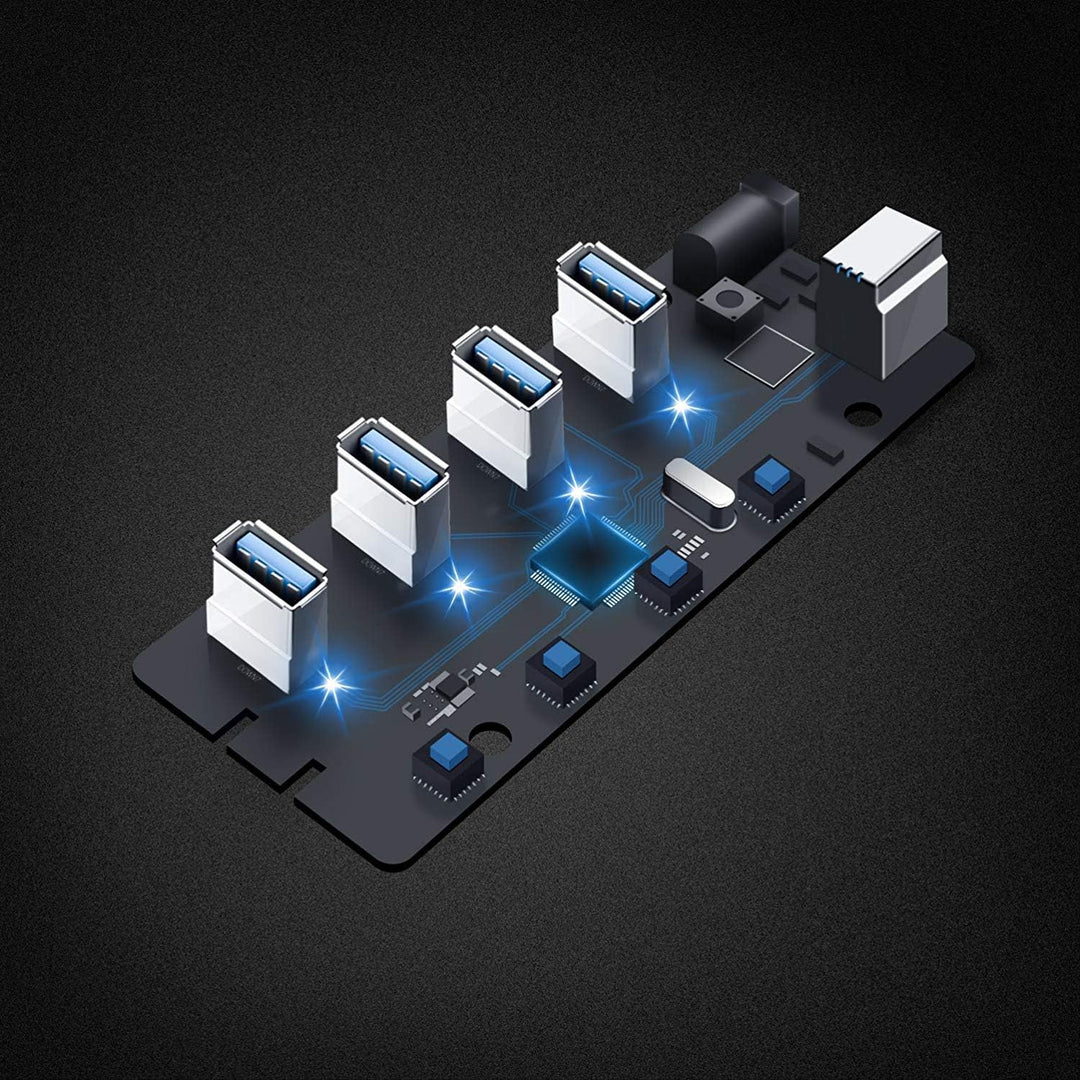 RSHTECH USB Hub Aktiv 3.0 mit Netzteil, USB 3.0 Hub Aktiv mit 4 Ports USB Verteiler 3.0 Datenhub mit