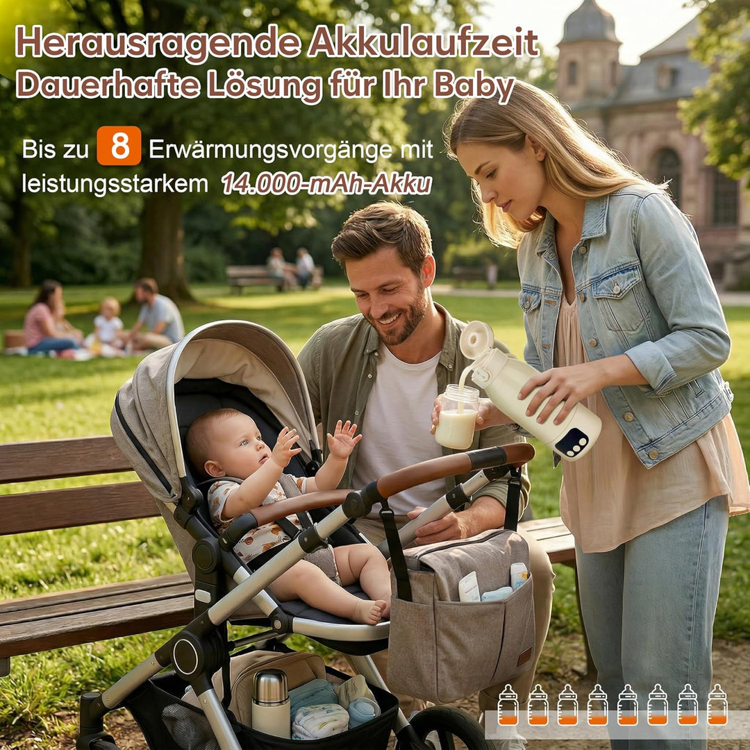 Baby Flaschenwärmer Unterwegs 2 minutters Milchwärmer 14000mAh Batteri USB-C-opladningsfunktion Gros