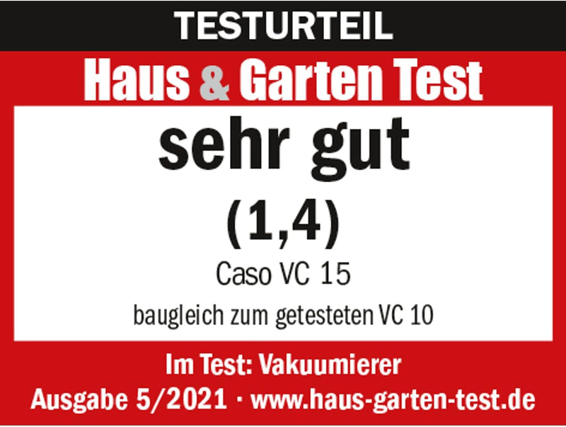 CASO 1371 VC15 Vakuumierer inkl. 10 gratis Vakuumierbeutel, Vakuumstop, Schweissfunktion, Vakuumgerä