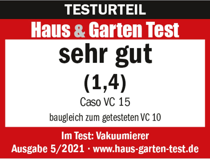 CASO 1371 VC15 Vakuumierer inkl. 10 gratis Vakuumierbeutel, Vakuumstop, Schweissfunktion, Vakuumgerä