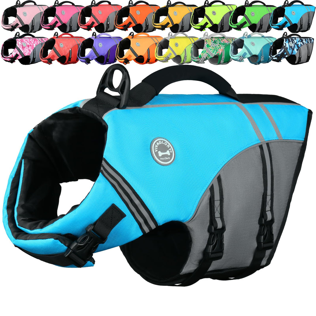 VIVAGLORY Sportstil Schwimmweste für Hunde mit Hervorragendem Auftrieb, Einstellbar &amp; Langlebig Schw