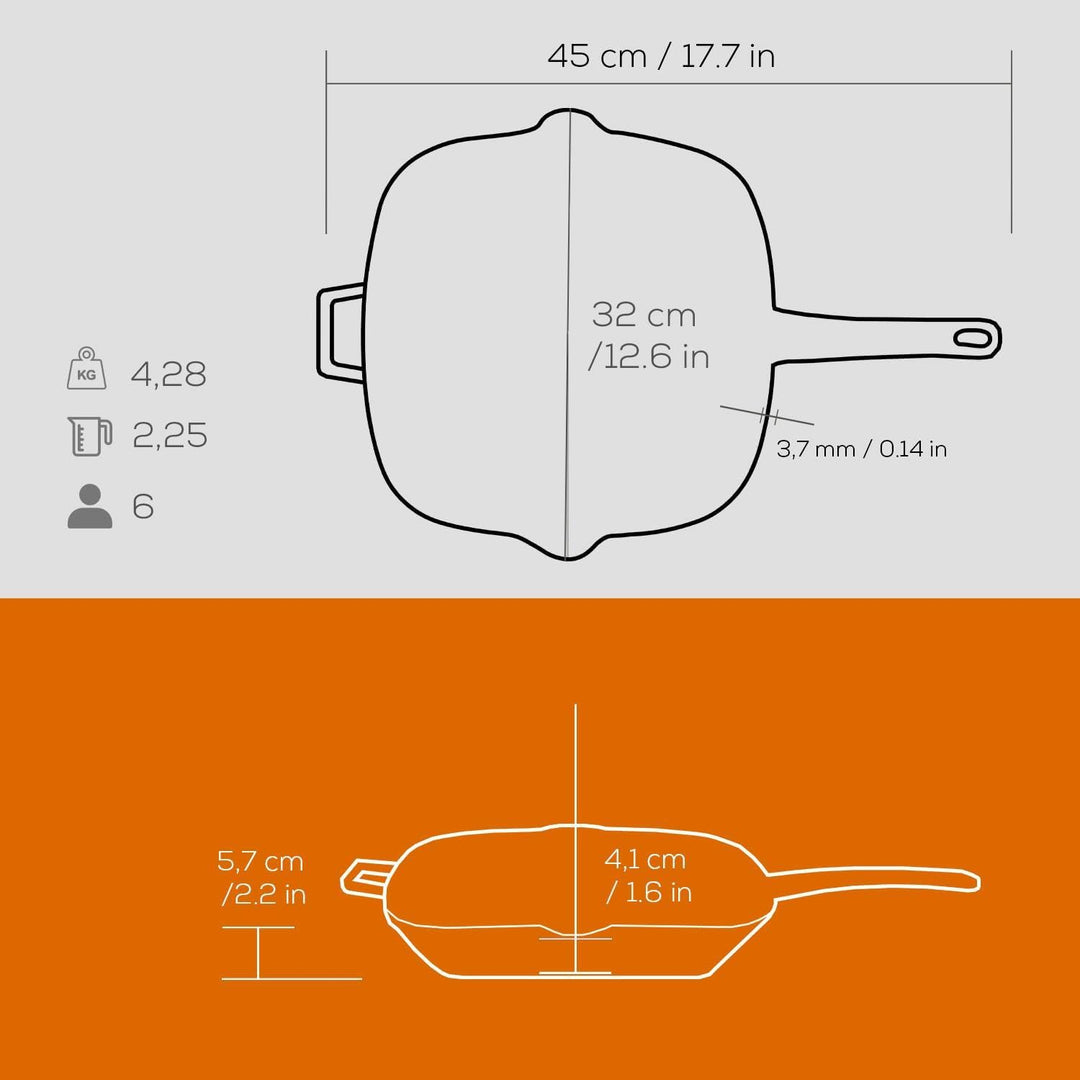 LAVA GRILLPAN M/TEGENGREEP 320X260 MM LVPGT2632K0O ORANGE/BLACK 26x32cm Farbverlauf Orange, 26x32cm