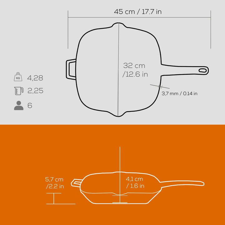 LAVA GRILLPAN M/TEGENGREEP 320X260 MM LVPGT2632K0O ORANGE/BLACK 26x32cm Farbverlauf Orange, 26x32cm