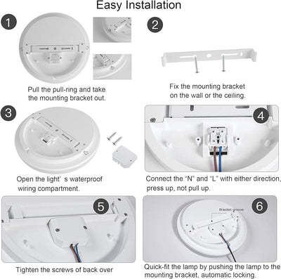 Aogled LED Deckenleuchte 18W 1800LM 4000K Nautral Weiss Rund,22CM Durchmesser,180 Abstrahlwinkel,Bad