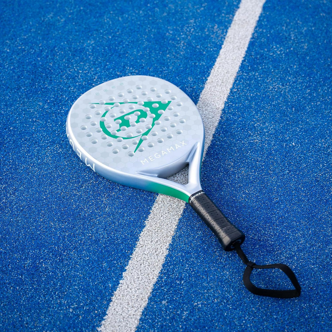 DUNLOP Padel Bat Megamax Silver – Rundform, Graphit-Rahmen, Medium-Balance, Pro-Eva-Kern – Für Anfän