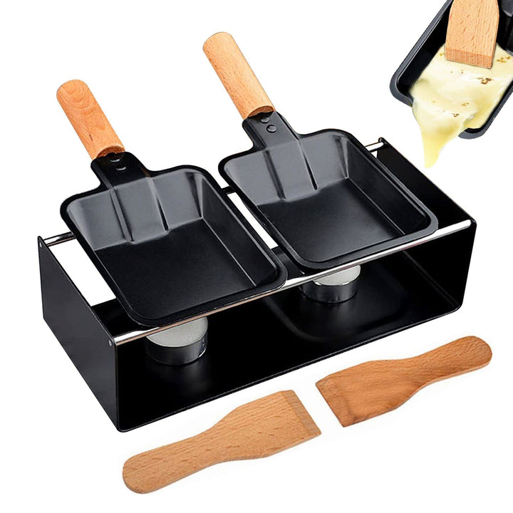 Holzsammlung Raclette-Set,Mini Raclette Grill Portable Käseschmelzer Käse Raclette Grill mit 2 Stück