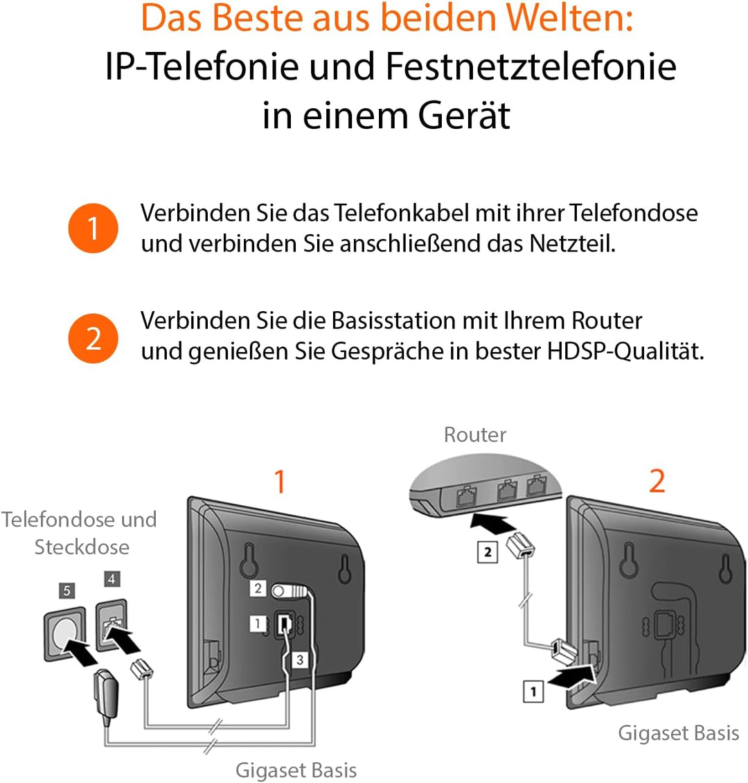 Gigaset E630A GO - Schnurloses Analog & IP-Telefon mit Anrufbeantworter - stossfest, staubresistent,