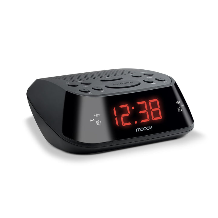 Metronic 477003 Uhrenradio - Radiowecker Schlummerfunktion - Sleeptimer Roter Zeitanzeige - Schwarz,