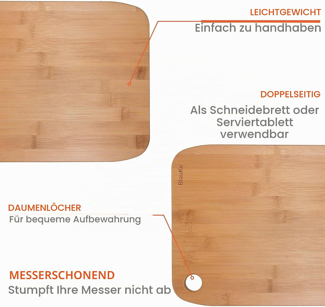 Schneidebrett Set aus Holz – Schneidebretter 3er Set aus Bambus – Holzbrett für die Küche, Brotbrett