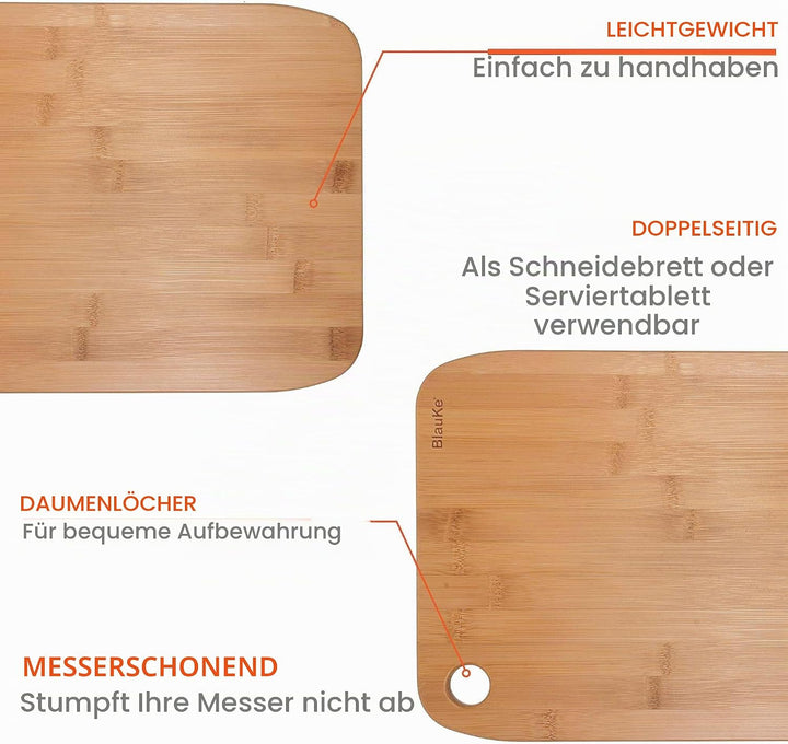 Schneidebrett Set aus Holz – Schneidebretter 3er Set aus Bambus – Holzbrett für die Küche, Brotbrett