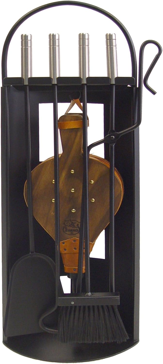 Imex El Zorro 10027 Kamin-Zubehörset, mit Blechbogen, rostfreier Edelstahl und Blasebalg, 68 x 23 x