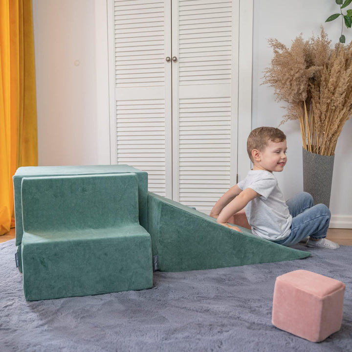 KiddyMoon Spielplatz Velvet Aus Schaumstoff Für Babys Spielbad Hindernisläufen, kopfteil/Rampe/Zwick