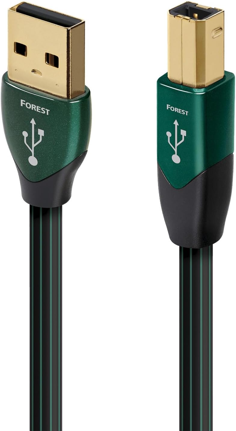 AudioQuest Forest Adapterkabel USB-A zu USB-B, Stecker auf Stecker, 3 m, Schwarz/goldfarben